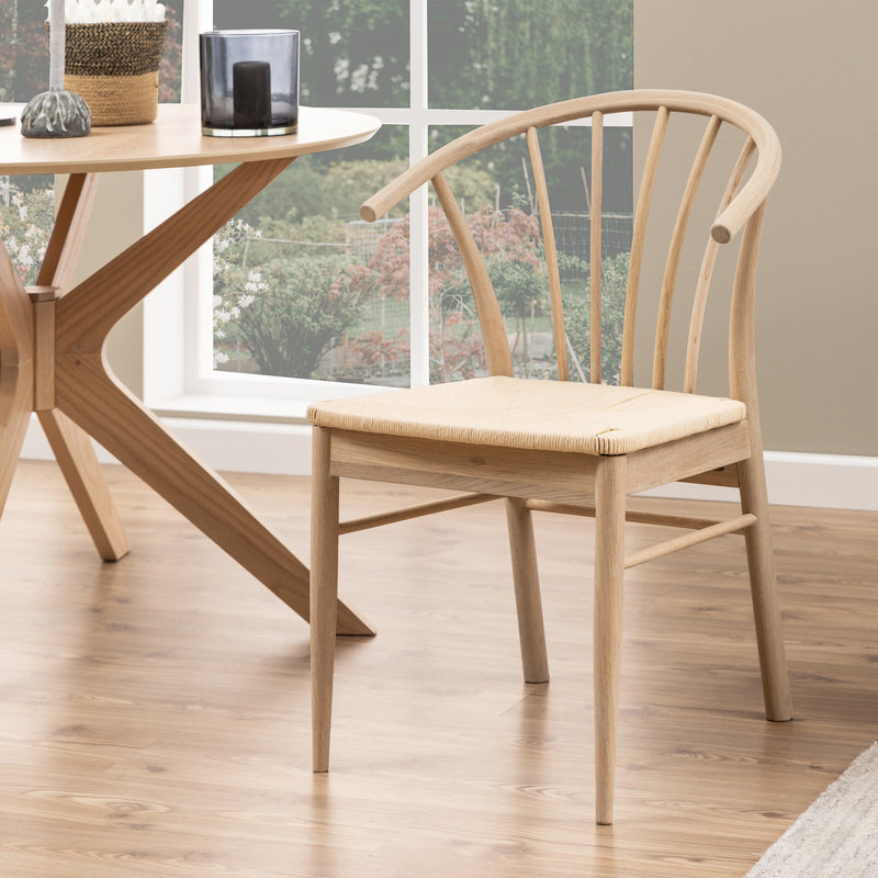 Cassandra Dining Chair with Armrest Set of 2 – White & Oak – image 5
