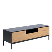 Seaford 2 Door 1 Drawer TV Unit – Black & Oak – image 1