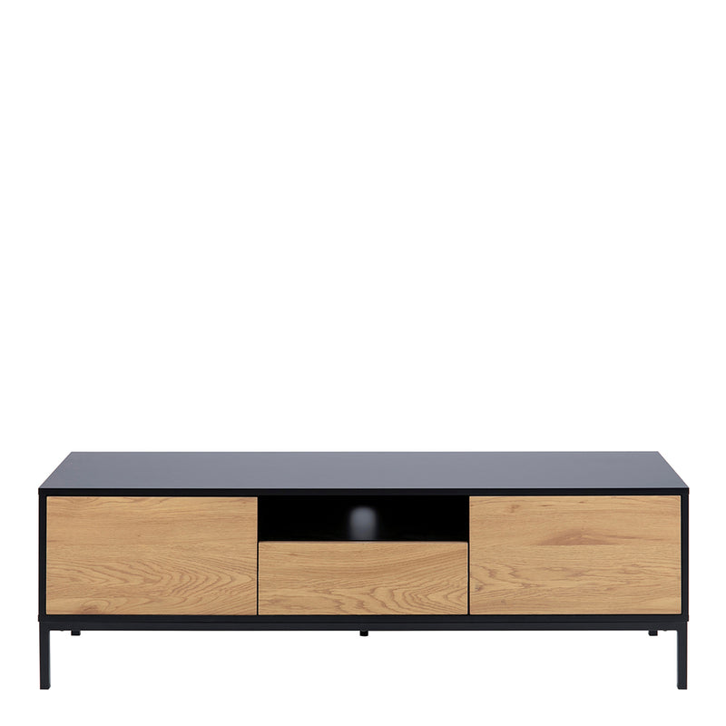 Seaford 2 Door 1 Drawer TV Unit – Black & Oak – image 2