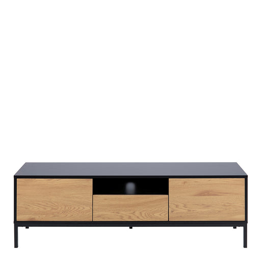 Seaford 2 Door 1 Drawer TV Unit – Black & Oak – image 2