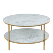Alisma Round Coffee Table with White Crystal Clear Marble Glass Top & Gold Legs – image 2