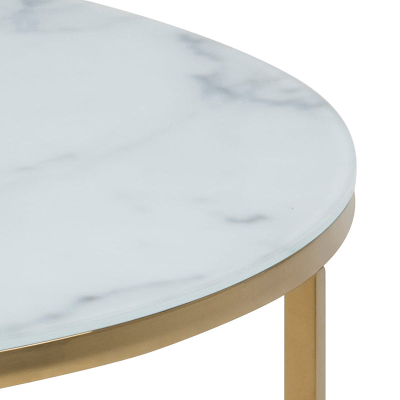 Alisma Round Coffee Table with White Crystal Clear Marble Glass Top & Gold Legs – image 5