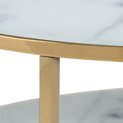 Alisma Round Coffee Table with White Crystal Clear Marble Glass Top & Gold Legs – image 6