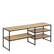 Seaford Metal Open TV Unit with 3 Shelves – Oak – image 1