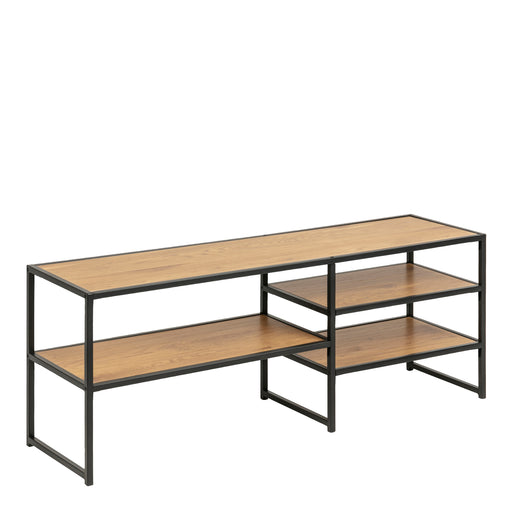 Seaford Metal Open TV Unit with 3 Shelves – Oak – image 1