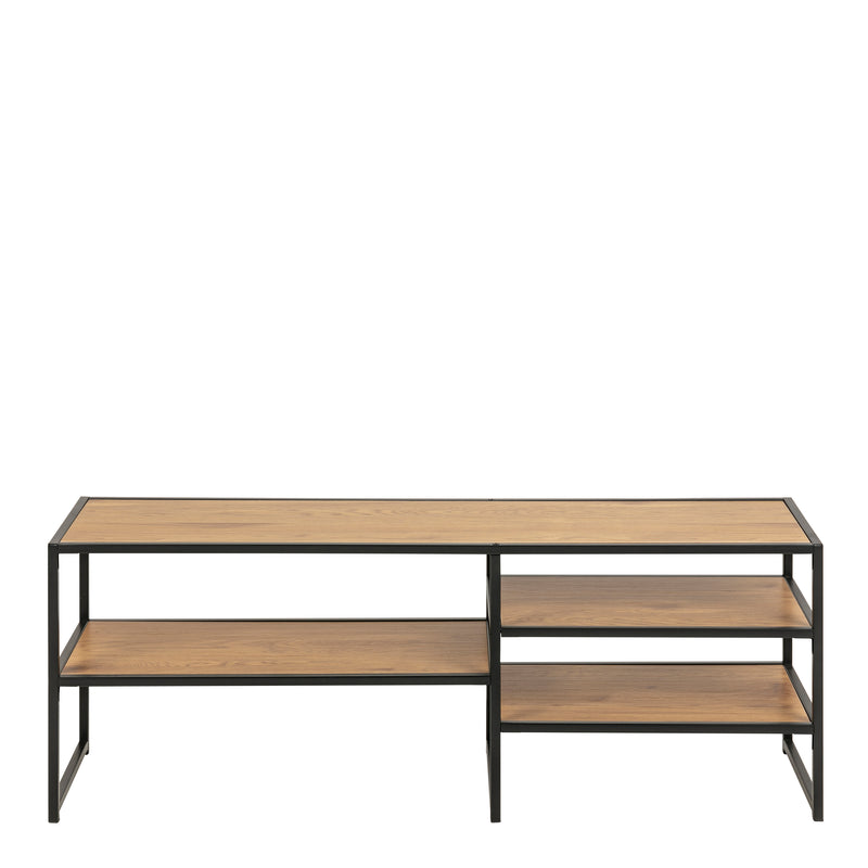 Seaford Metal Open TV Unit with 3 Shelves – Oak – image 2