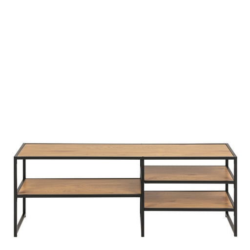 Seaford Metal Open TV Unit with 3 Shelves – Oak – image 2