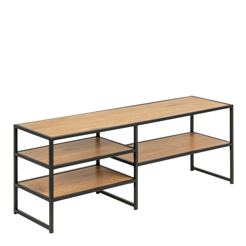 Seaford Metal Open TV Unit with 3 Shelves – Oak – image 3