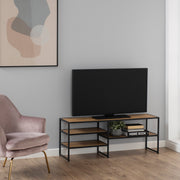 Seaford Metal Open TV Unit with 3 Shelves – Oak – image 5