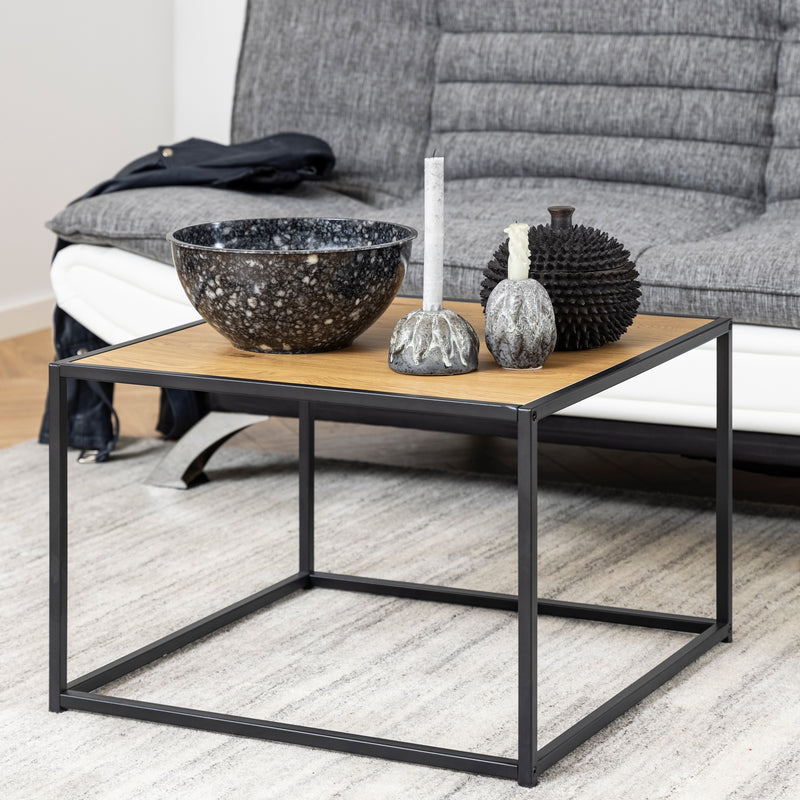 Seaford Black Metal Coffee Table with Oak Top – image 5