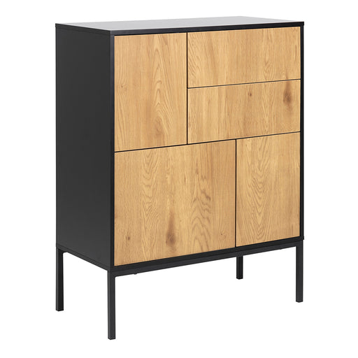 Seaford 3 Door 2 Drawer Sideboard in Black & Oak – image 1