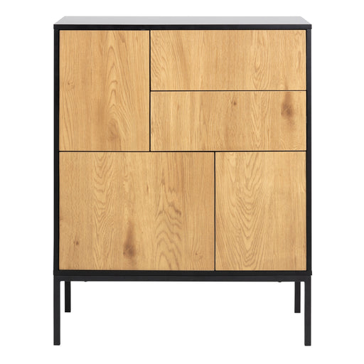 Seaford 3 Door 2 Drawer Sideboard in Black & Oak – image 2