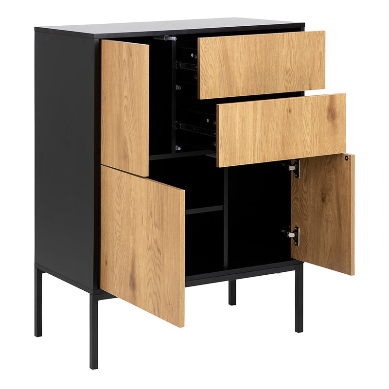 Seaford 3 Door 2 Drawer Sideboard in Black & Oak – image 4