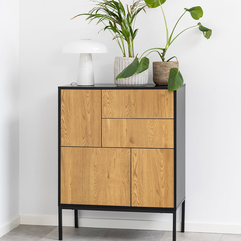 Seaford 3 Door 2 Drawer Sideboard in Black & Oak – image 6