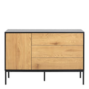 Seaford 1 Door 3 Drawer Small Sideboard in Black & Oak – image 2