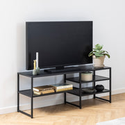 Seaford Metal Open TV Unit with 3 Shelves – Black – image 4