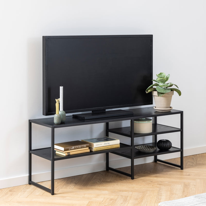 Seaford Metal Open TV Unit with 3 Shelves – Black – image 4