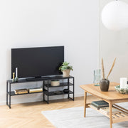Seaford Metal Open TV Unit with 3 Shelves – Black – image 5