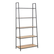 Seaford Black Metal Ladder Bookcase with 5 Oak Shelves – image 1