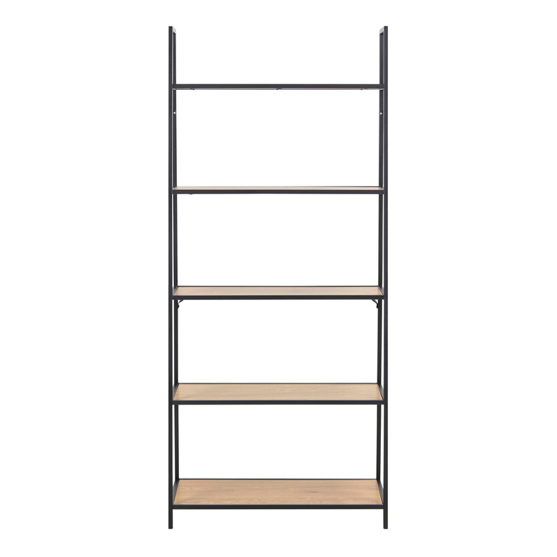 Seaford Black Metal Ladder Bookcase with 5 Oak Shelves – image 2