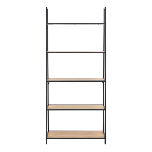 Seaford Black Metal Ladder Bookcase with 5 Oak Shelves – image 2