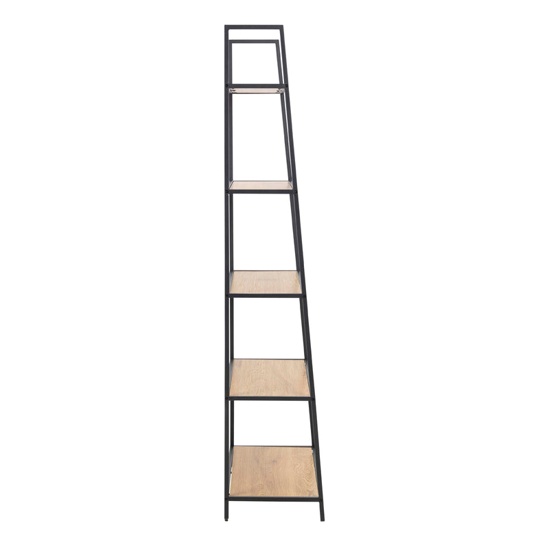 Seaford Black Metal Ladder Bookcase with 5 Oak Shelves – image 3