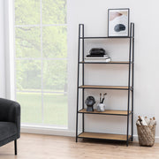 Seaford Black Metal Ladder Bookcase with 5 Oak Shelves – image 5