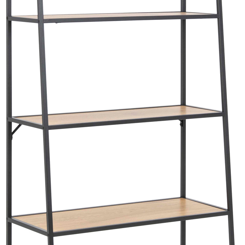 Seaford Black Metal Ladder Bookcase with 5 Oak Shelves – image 7