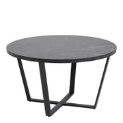 Amble Round Coffee Table with Black Marble Melamine Top & Black Legs – image 1