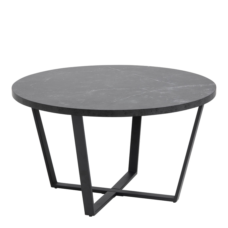 Amble Round Coffee Table with Black Marble Melamine Top & Black Legs – image 1
