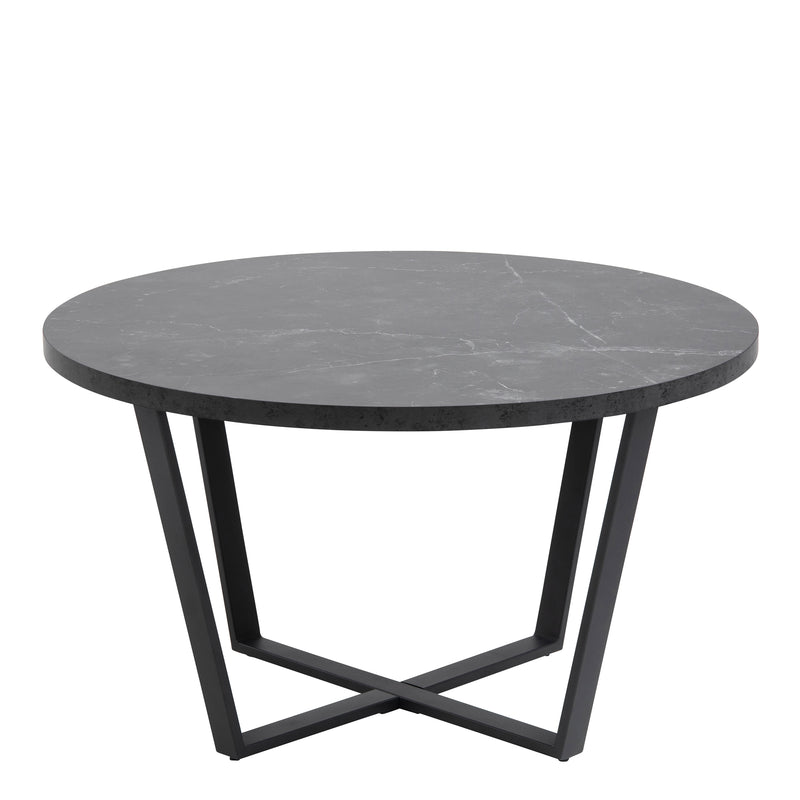 Amble Round Coffee Table with Black Marble Melamine Top & Black Legs – image 2