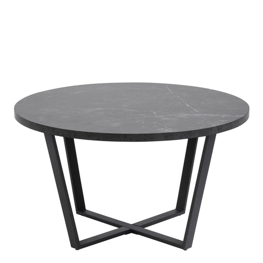 Amble Round Coffee Table with Black Marble Melamine Top & Black Legs – image 2