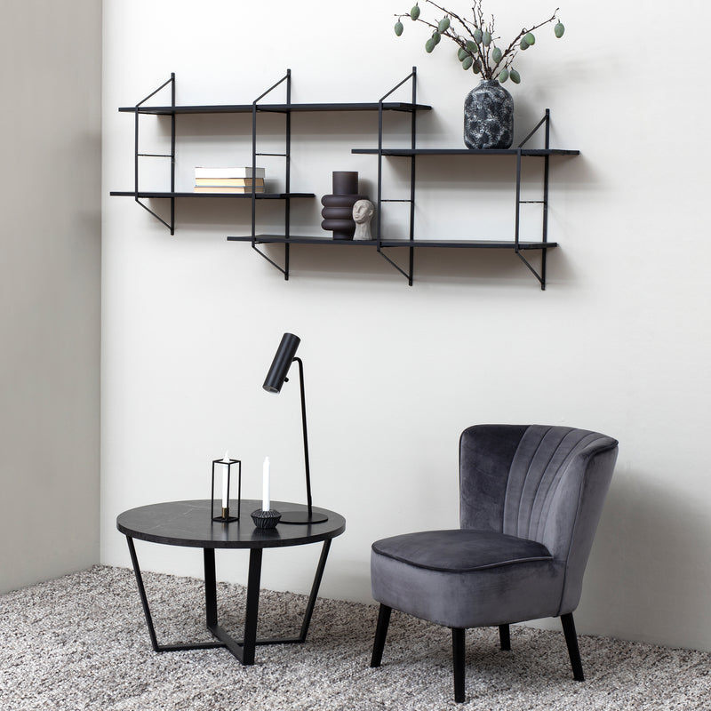 Amble Round Coffee Table with Black Marble Melamine Top & Black Legs – image 3