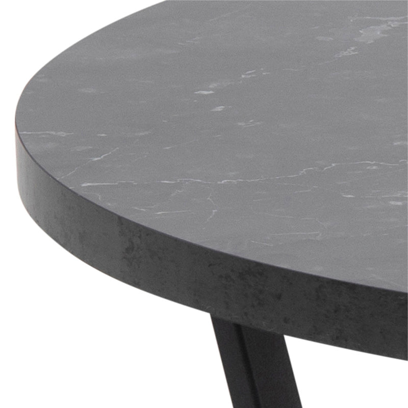Amble Round Coffee Table with Black Marble Melamine Top & Black Legs – image 4