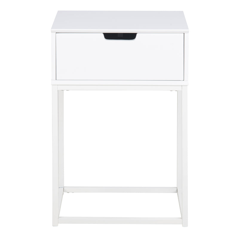 Mitra 1 Drawer Bedside Table – White – image 2