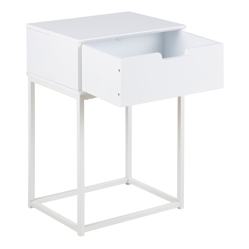 Mitra 1 Drawer Bedside Table – White – image 4