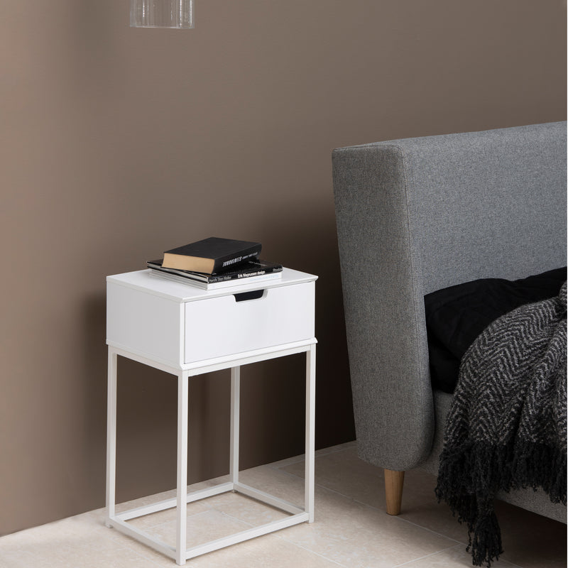 Mitra 1 Drawer Bedside Table – White – image 5