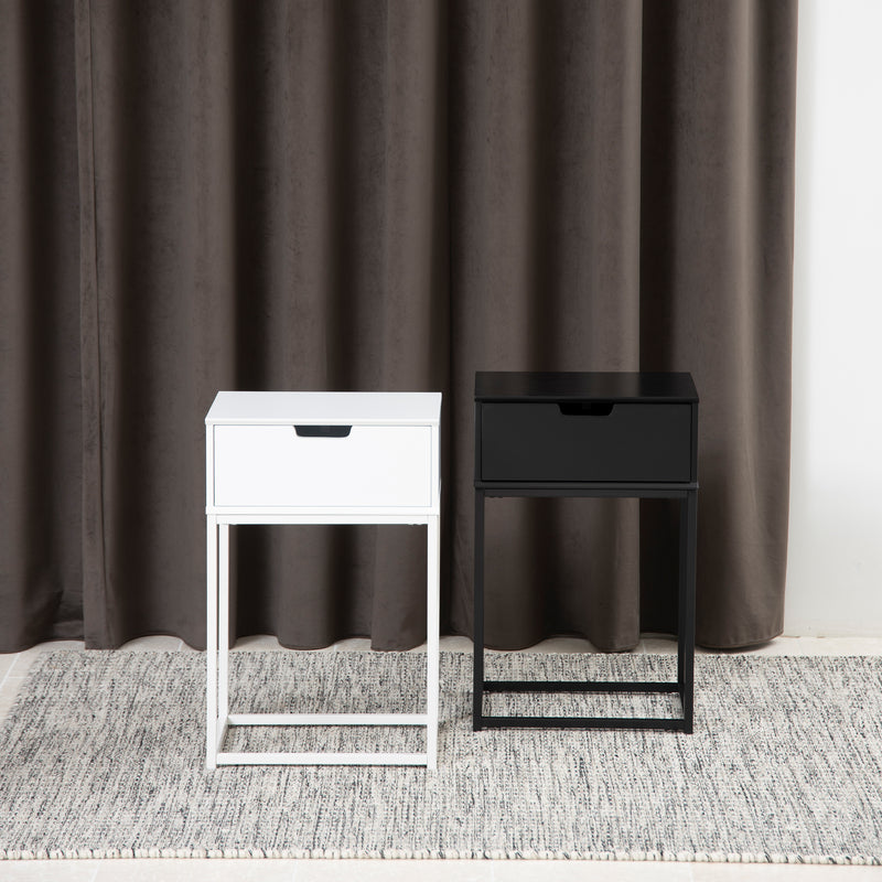 Mitra 1 Drawer Bedside Table – White – image 6