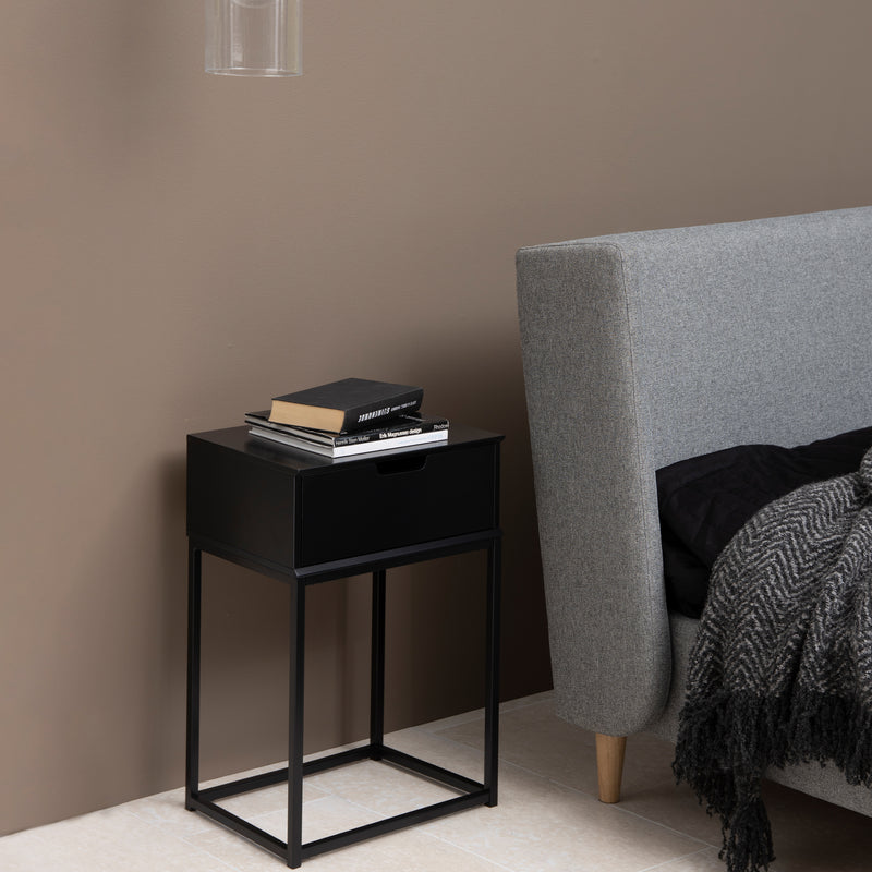 Mitra 1 Drawer Bedside Table – Black – image 5