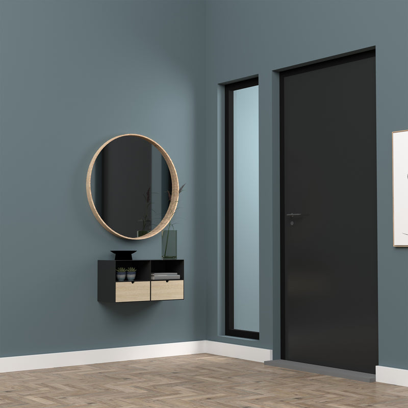 Joliet 1 Drawer Wallmounted Bedside Table and Bamboo – Black & Bamboo – image 11