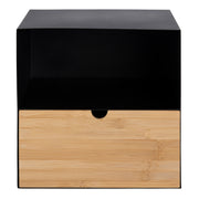 Joliet 1 Drawer Wallmounted Bedside Table and Bamboo – Black & Bamboo – image 2