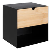 Joliet 1 Drawer Wallmounted Bedside Table and Bamboo – Black & Bamboo – image 4