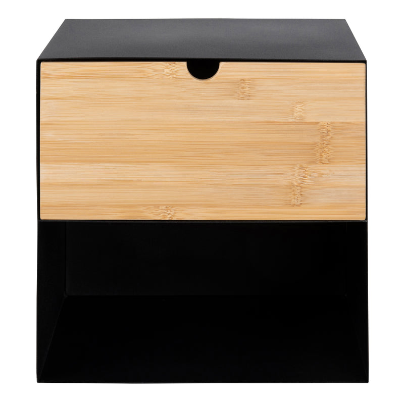 Joliet 1 Drawer Wallmounted Bedside Table and Bamboo – Black & Bamboo – image 5