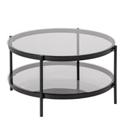 Bayonne Round Coffee Table in Black with Smoked Glass Top – image 1