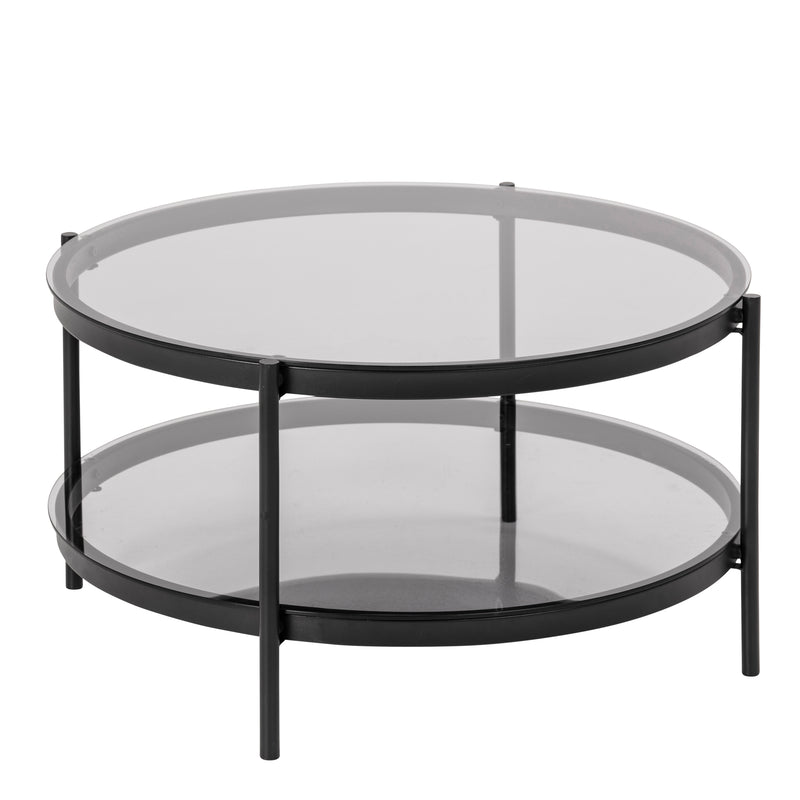 Bayonne Round Coffee Table in Black with Smoked Glass Top – image 1