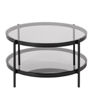 Bayonne Round Coffee Table in Black with Smoked Glass Top – image 2