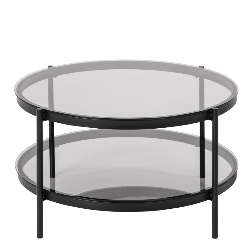 Bayonne Round Coffee Table in Black with Smoked Glass Top – image 2