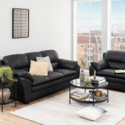 Bayonne Round Coffee Table in Black with Smoked Glass Top – image 3