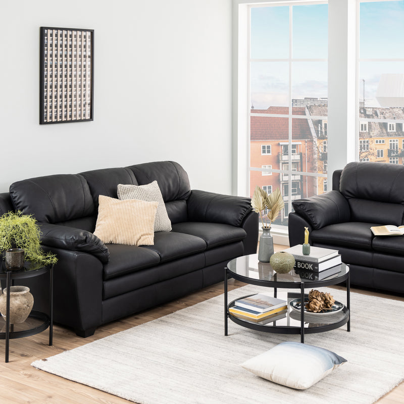 Bayonne Round Coffee Table in Black with Smoked Glass Top – image 3