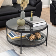 Bayonne Round Coffee Table in Black with Smoked Glass Top – image 4